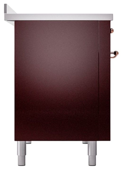 Ilve® Nostalgie II Noblesse 48'' Burgundy Pro Style Induction Range with Copper Trim-2