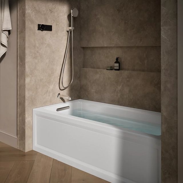 KOHLER® Archer® White 66" x 32" Alcove Heated BubbleMassage™ Air Bath-2