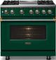 Viking® 5 Series 36" Ivy Pro Style Dual Fuel (NG) Range with Brushed Brass Trim-2
