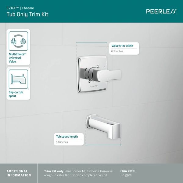 Peerless Ezra® Chrome Tub Trim Kit -3
