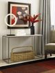 Hammary® Modern Basics Brown Marble Top Sofa Table with Antique Silver Base-1