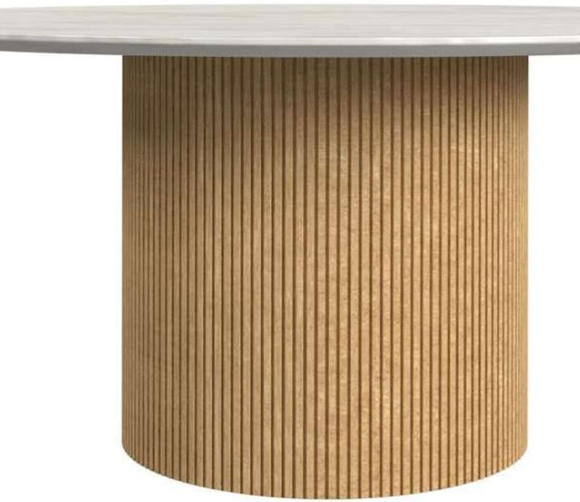 Elements International Sylvie White Faux Marble Top Coffee Table with Natural Base-3