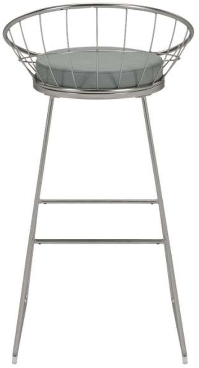 Coaster® Set of 2 Grey and Satin Nickel Padded Seat Bar Stools-3