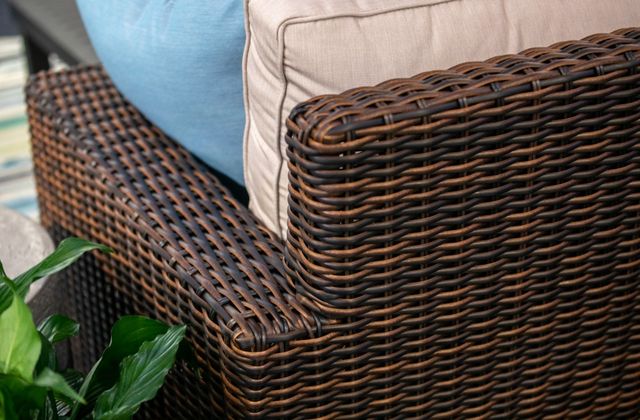 Sunset West Montecito 3-Piece Cognac Resin Wicker Outdoor Sectional with Canvas Flax Cushion-3