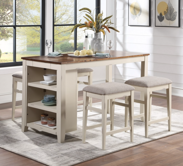 Winners Only® Woodbridge Spice 60" Storage Tall Table with White Base-2