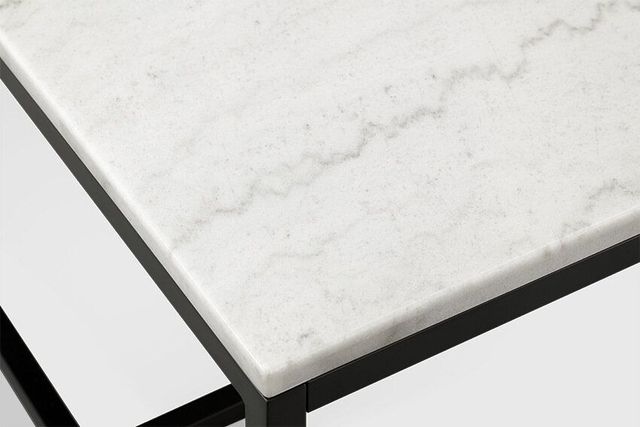 Magnussen Home® Torin White Marble Rectangular Sofa Table with Matte Black Base-2
