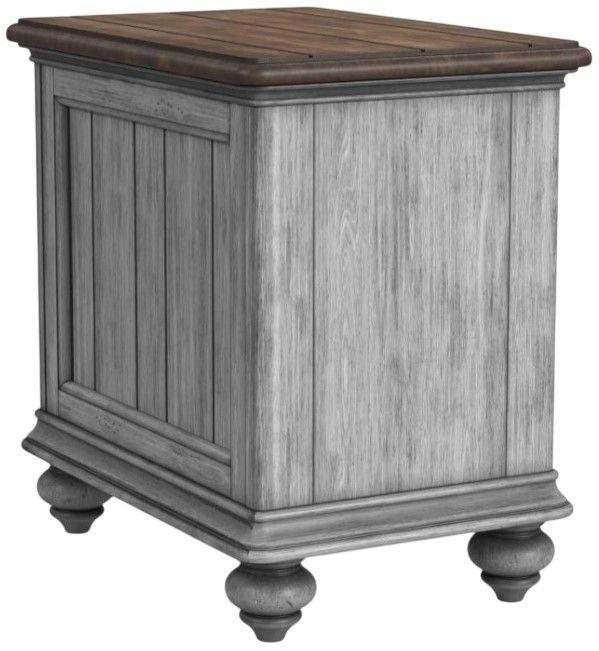 Flexsteel® Plymouth® Brown Top Chairside Table with Distressed Graywash Base-3
