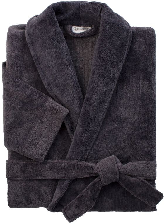Cariloha Graphite Viscose/Micro Polyester Blend Small/Medium Unisex Plush Bathrobe-0