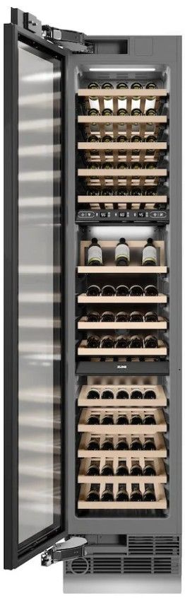 ZLINE Autograph Edition 18 in. 9 Cu. Ft. Panel Ready Left Hinge Triple Zone Column Wine Cooler with Polished Gold Accents-3