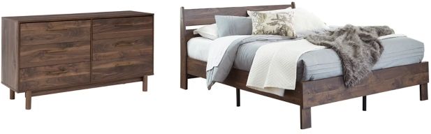 Signature Design by Ashley® Calverson 2-Piece Mocha Queen Panel Platform Bed Set-0