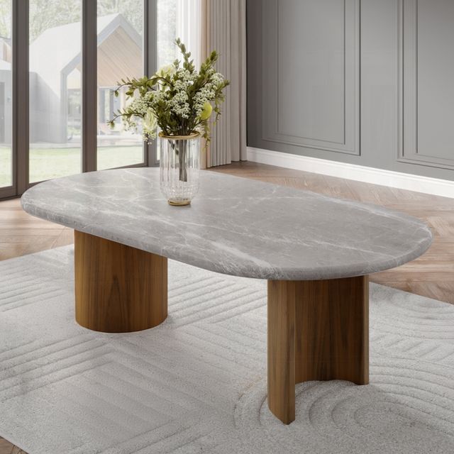 ACME Furniture Darcy Natural Dining Table with Dark Walnut Base-1