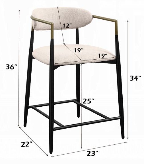 ACME Furniture Jaramillo Beige/Black Linen Counter Height Chair-2