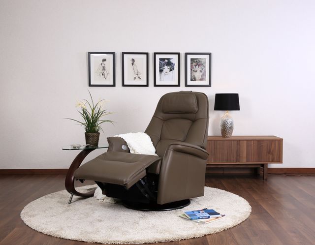 Fjords® Relax Stockholm Dark Brown Small Dual Motion Swivel Recliner-1