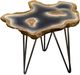 A & B Home Brown Resin Top Side Table with Black Metal Legs-0