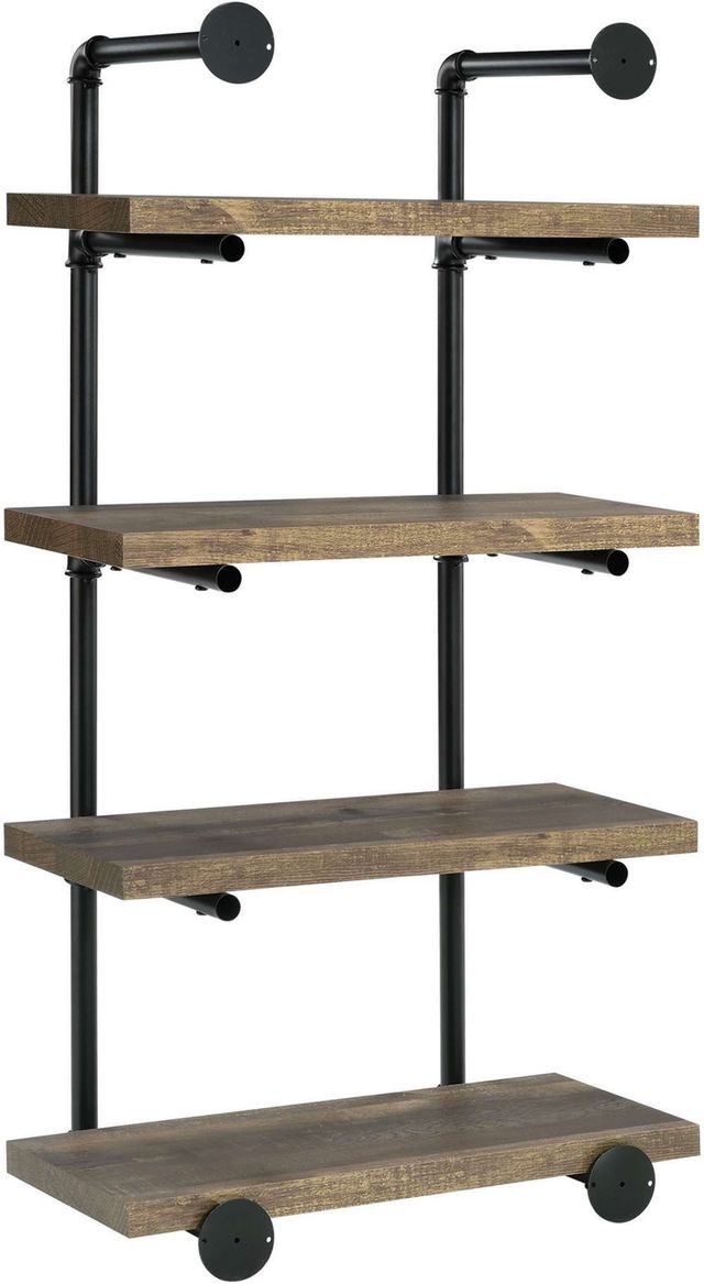 Coaster® Elmcrest Black/Rustic Oak Driftwood 24" Wall Shelf-2