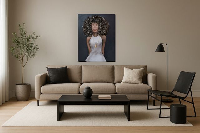 Classy Living Dramatic Queenly Grace Textured Portrait Wall Art-1