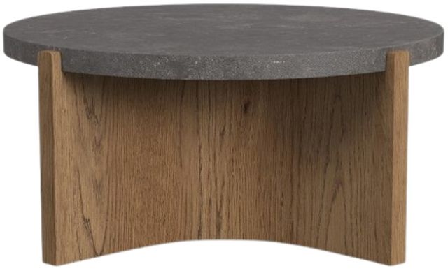 Flexsteel® Eclipse Gray Round Coffee Table with Brown Base-4