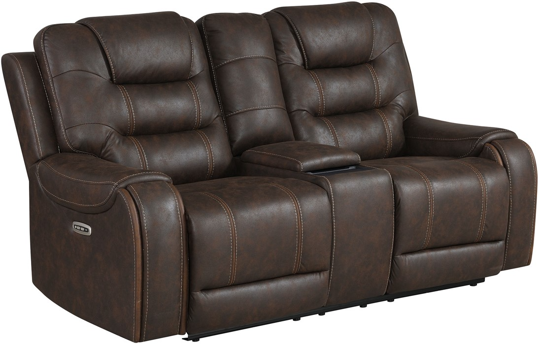Kian® Furniture 152 Brown Power Reclining Loveseat | Furniture Time