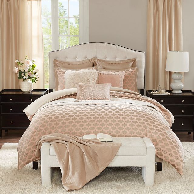Olliix by Madison Park Signature Pink King Romance Comforter Set-1