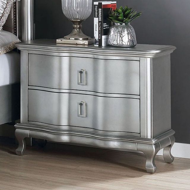 Furniture of America® Aalok Silver Nightstand-1