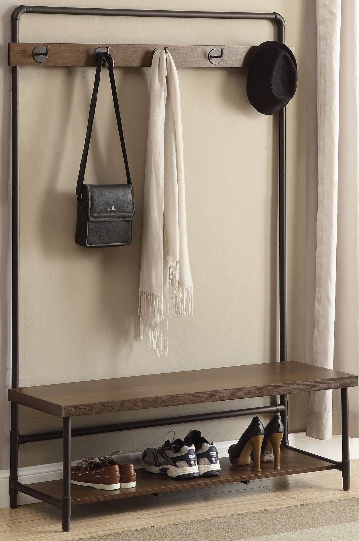 Alise Hall Tree with 5 Coat Hooks - Thumbnail 2