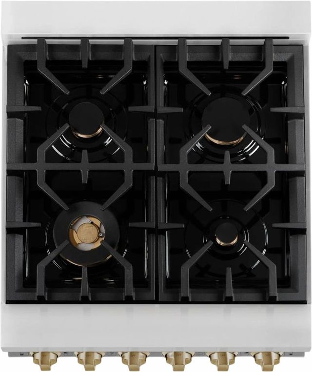 ZLINE Autograph Edition 24" Stainless Steel Pro Style Dual Fuel Range with White Matte Door-2