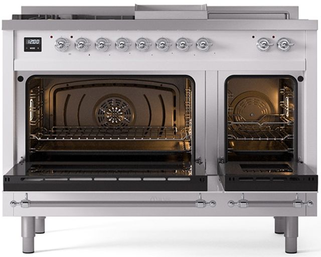 Ilve® Nostalgie II Series 48" White Pro Style Dual Fuel Range-1