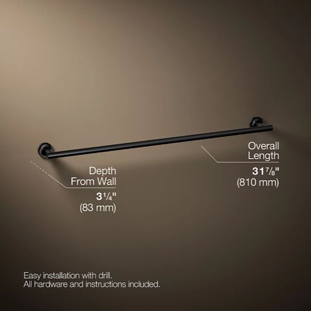 KOHLER® Purist® Matte Black 30" Towel Bar-2