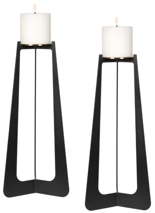 Uttermost® Columnar 2-Piece Matte Black Candleholder Set-0