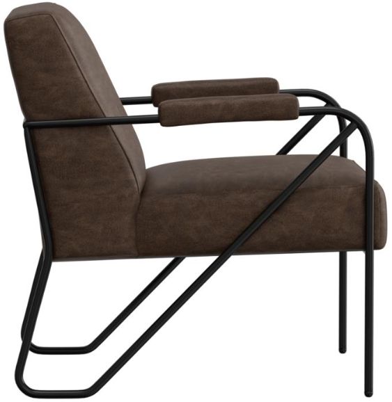 International Furniture Direct Lotus Brown/Blacksmithing Matte Black Accent Chair-2