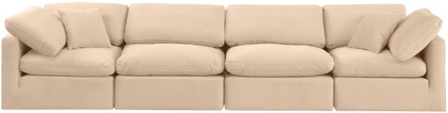 Meridian Furniture Indulge 4-Piece Beige Modular Velvet Sofa-1