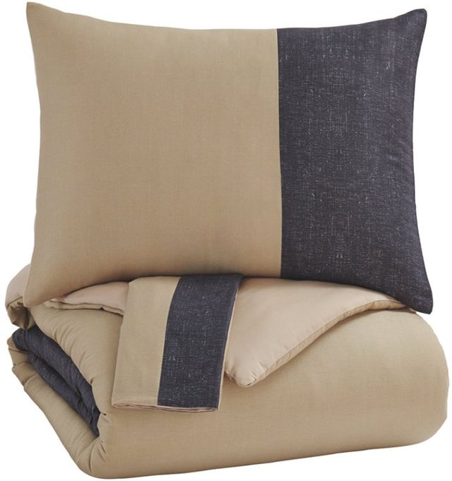 Signature Design by Ashley® Medi 3-Piece Dark Charcoal/Golden Beige King Comforter Set-0