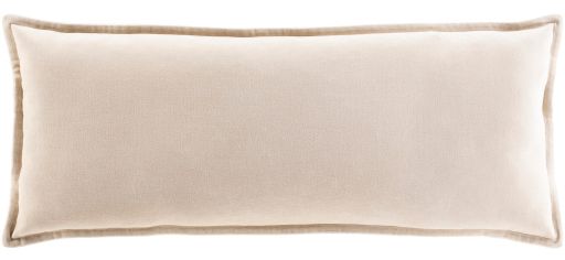 Surya Cotton Velvet Beige 12"x30" Toss Pillow with Down Insert-0