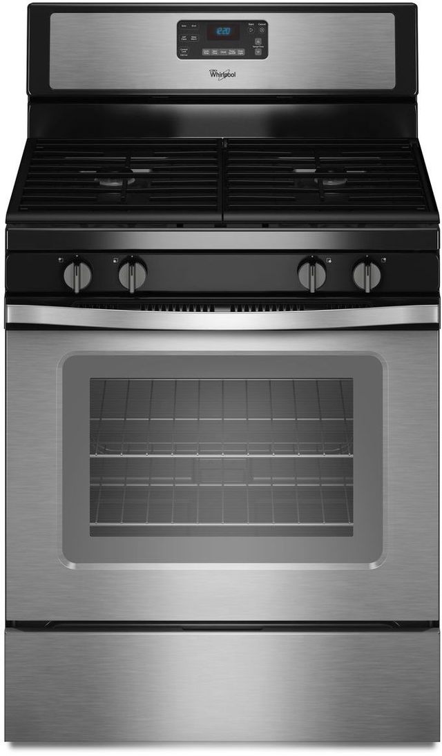Whirlpool® 30" Freestanding Gas Range-Black-on-Stainless-0