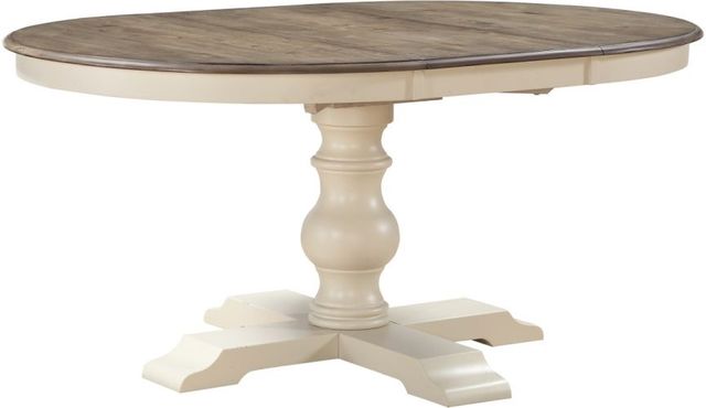 Winners Only® Torrance Gray Top Dining Table with White Pedestal Base-0