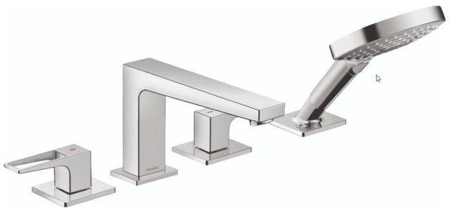 Hansgrohe Metropol Chrome 4-Hole Roman Tub Set Trim with Loop Handles and Handshower-0