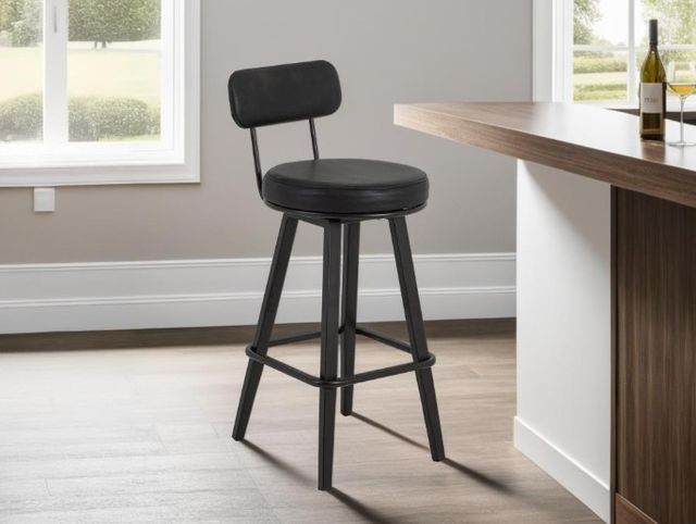 International Furniture Direct Eclipse Black/Blacksmithing Matte Black 30'' Barstool-1
