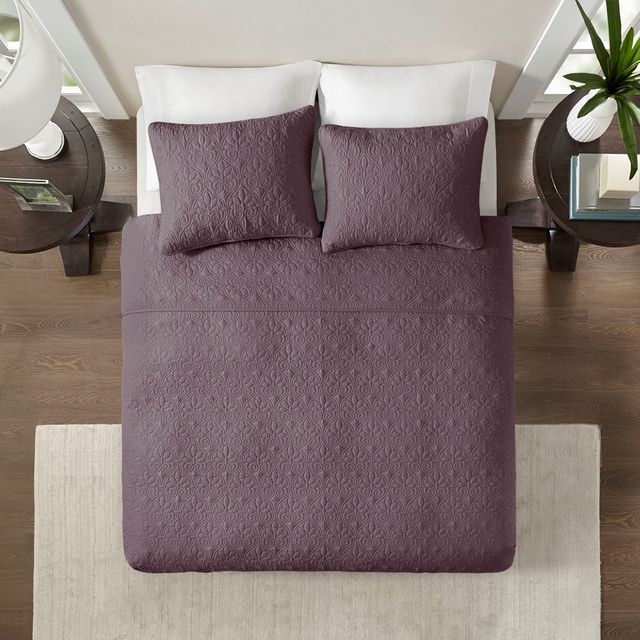Olliix by Madison Park Purple King/California King Quebec Reversible Coverlet Set-4