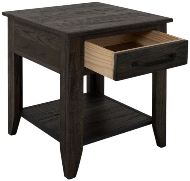 International Furniture Direct Teak Stained Dark End Table-4