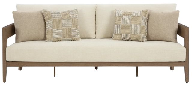 Signature Design by Ashley® Serene Bay Dark Brown/White Aluminum/Fabric Outdoor Sofa-1