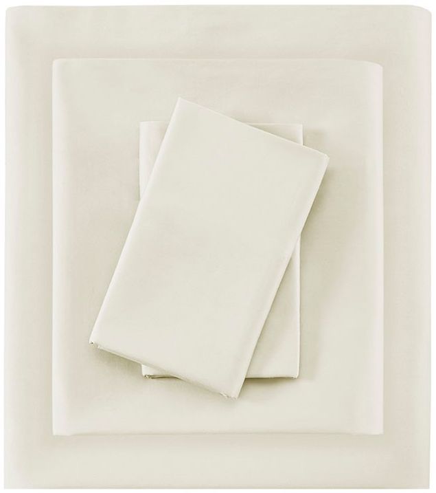 Olliix by Madison Park Ivory Queen 600 Thread Count 100% Pima Cotton Sheet Set-0