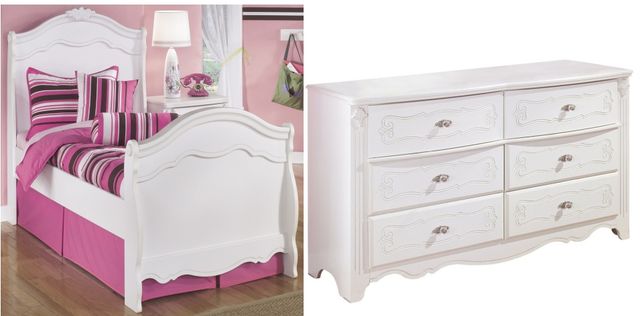  Signature Design by Ashley® Exquisite 2-Piece White Youth Twin Sleigh Headboard Set-0