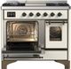 Ilve® Majestic III 40" Antique White Pro Style Dual Fuel Liquid Propane Range with Triple Glass Door and Burnished Trim-3
