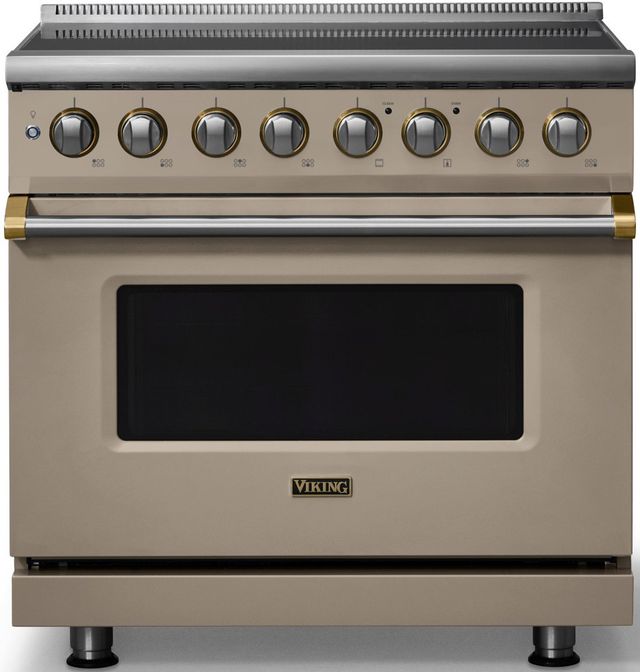 Viking® 5 Series 36" Nantucket Pro Style Induction Range with Brushed Brass Trim-0