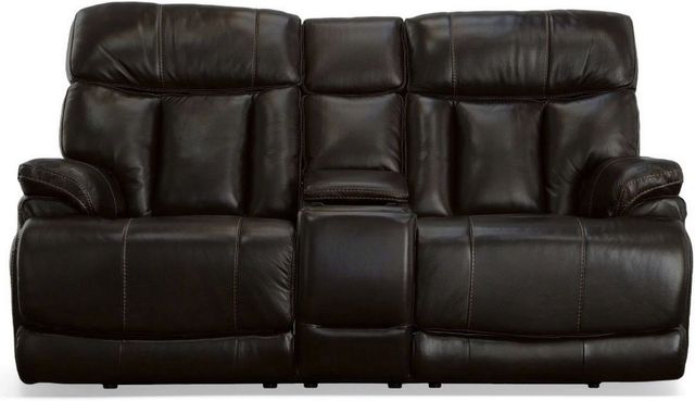 Flexsteel® Clive Brown Power Reclining Loveseat with Console and Power Headrests and Lumbar-1