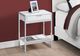 Monarch Specialties Inc. Glossy White 24"H Chrome Metal Accent Table with Shelf-1