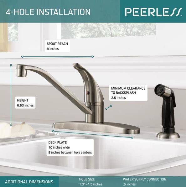 Peerless Core Stainless 8" Single Handle Kitchen Faucet-1