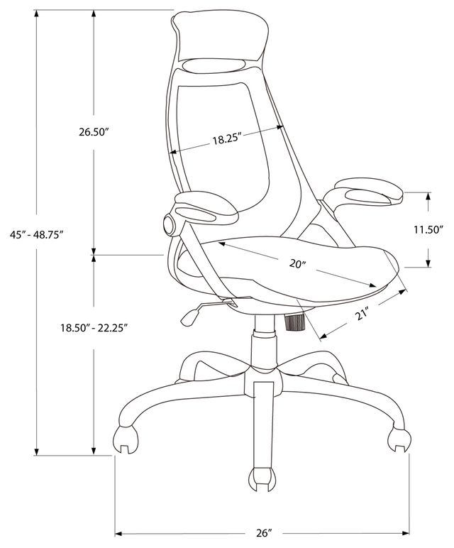 Monarch Specialties Inc. Black Mesh High Back Office Chair-2