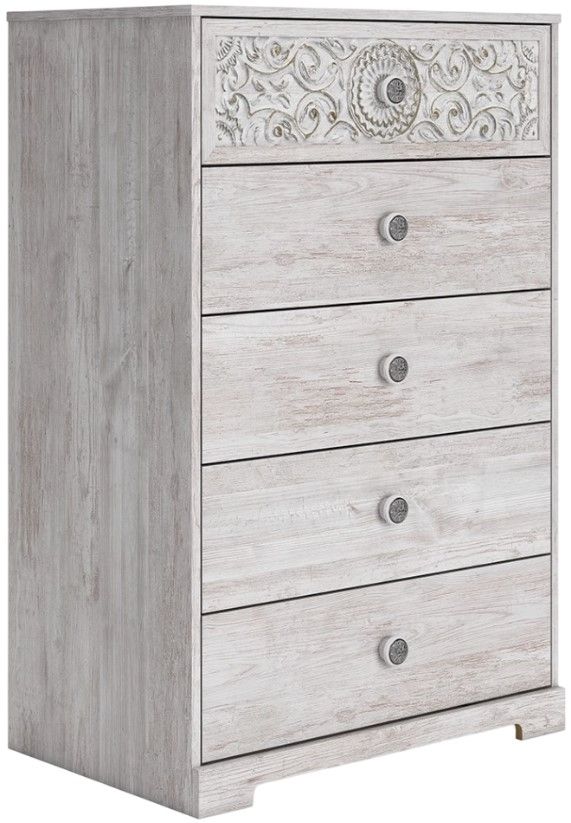 Signature Design by Ashley® Paxberry Whitewash 5-Drawers Chest of Drawers-0