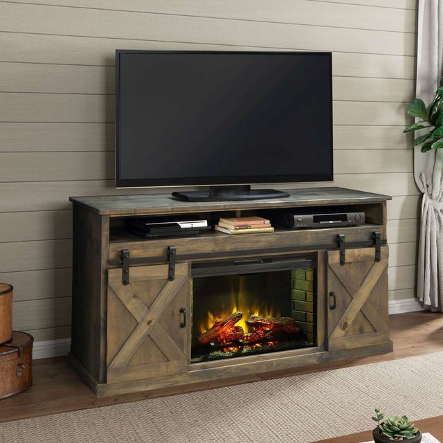 Legends Home Farmhouse Barnwood 66" Fireplace Console-1